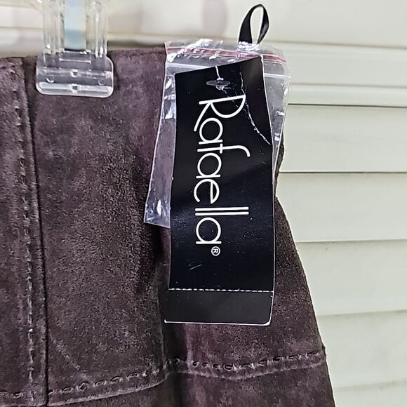 Rafaella Suede Maxi Skirt Brown Fully Lined Side Zip Size 14 NWT - Picture 2 of 6